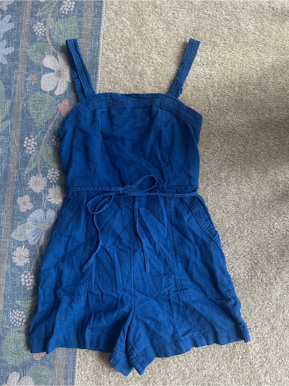 Old Navy Royal Blue Women’s Sleeveless Romper with Waist Tie